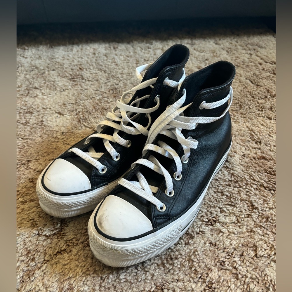 Custom Leather Converse Platform Chuck Taylors w/ felt lining